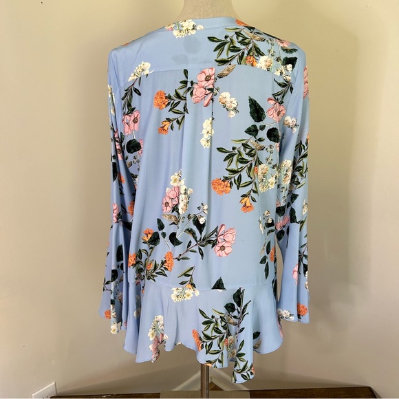 Parker 3/4 sleeve blue floral silk blouse - Size M - Picture 5 of 9